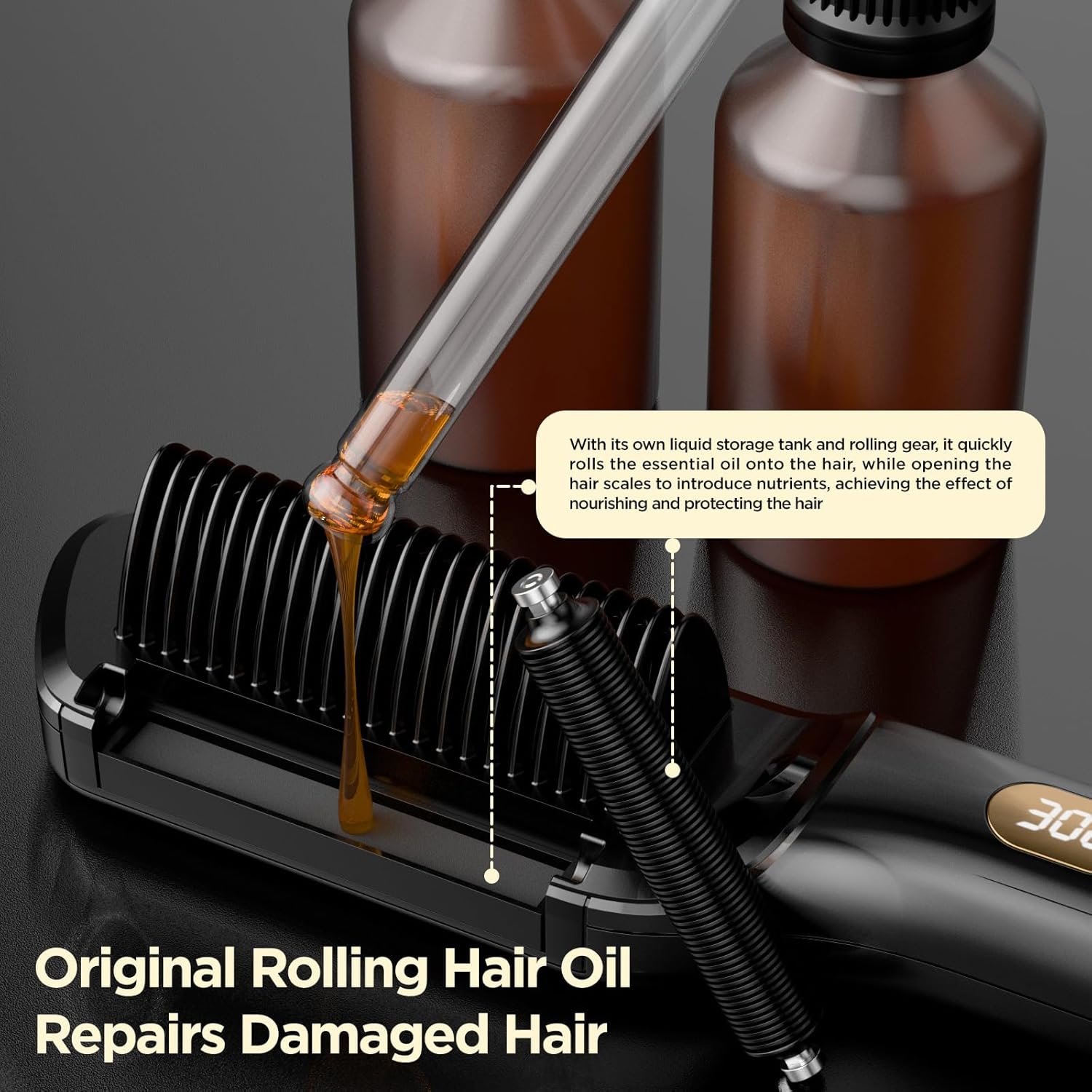 Cepillo Alisador QIGEEKU QK389 3 en 1: Plancha Cuidado Esencial Iones Negativos Temperatura Ajustable Anti-Frizz